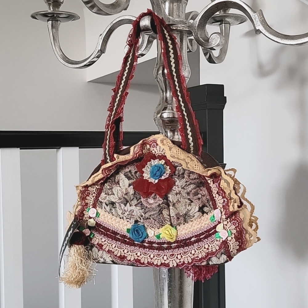 Unique Floral and Lace Handbag by Manzoni